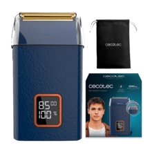 PrecisionCare X-Trimm Shave – Afeitadora Laminar Profesional con Cuerpo de Cuero | Motor 9000 RPM, 3 Velocidades, Cuchillas de Titanio con Afilado Duradero | Pantalla LED con % de Batería y RPM | 2h de Autonomía | Tapa Protectora y Bolsa de Viaje