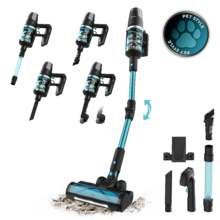 Conga Rockstar RX50 Pet Flex X-Treme Aspirador vertical con Máxima potencia de succión de 300 AW y ultrapotencia de 780 W. 90 minutos de autonomía. Cepillo HairLess antienredos. Tubo flexible y kit de accesorios completo. Incluye cepillo para animales.