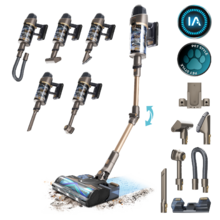 Conga Rockstar RX90 AI AquaPet Flex X-Treme Aspirador vertical con Máxima potencia de succión de 350 AW y ultrapotencia de 850 W. 100 minutos de autonomía. Inteligencia Artificial. Cepillo HairLess antienredos. Tubo flexible y kit de accesorios completo.