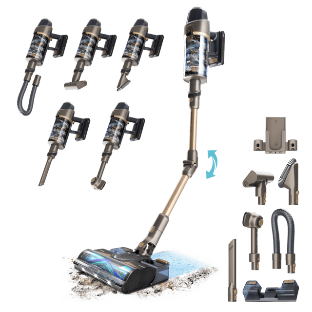 Conga Rockstar RX90 AI AquaPet Flex X-Treme Aspirador vertical con Máxima potencia de succión de 350 AW y ultrapotencia de 850 W. 100 minutos de autonomía. Inteligencia Artificial. Cepillo HairLess antienredos. Tubo flexible y kit de accesorios completo.