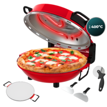 Fun Pizza&Co Mamma Mía Window Plus Horno eléctrico para pizza de 1200 W con ventana, temporizador, temperatura ajustable y palas de acero.