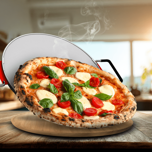 Fun Pizza&Co Mamma Mía Window Plus Horno eléctrico para pizza de 1200 W con ventana, temporizador, temperatura ajustable y palas de acero.