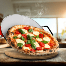 Fun Pizza&Co Mamma Mía Window Plus Horno eléctrico para pizza de 1200 W con ventana, temporizador, temperatura ajustable y palas de acero.