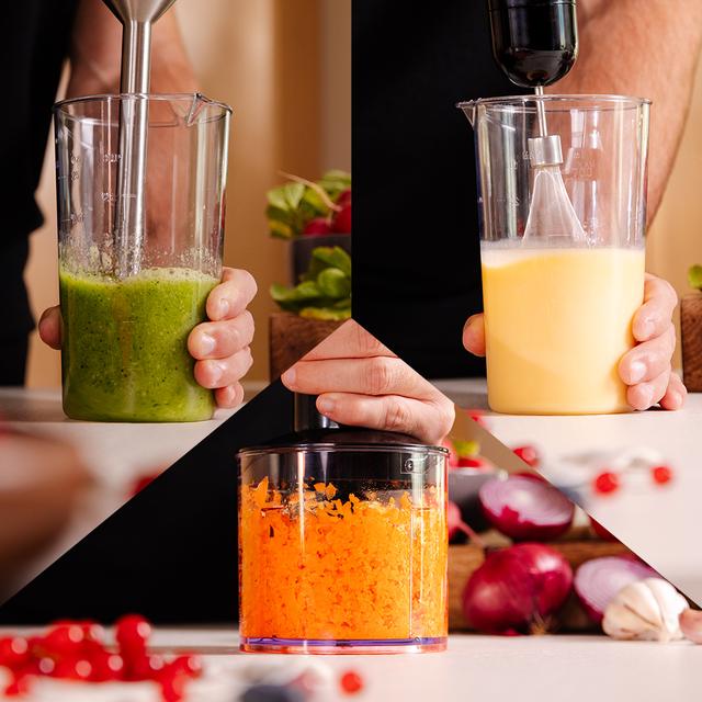 Power Pulsar 2300MAX Cream&Crush Milk frother Batidora de mano de 2300 W de máxima potencia, Tecnología Crossblades Con Cuchillas De 4 Hojas de Acero Inoxidable, Pie Xl Extralargo, Campana Antisalpicaduras Y Selector De Velocidad Con Función Turbo. Incluye Vaso De 700 Ml Con Tapa, Varillas Montaclaras Y Picadora Con Cuchilla Pica Hielo.