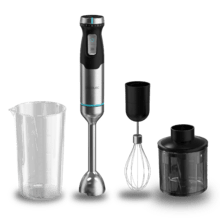 Power Pulsar 2300MAX Cream&Crush Milk frother Batidora de mano de 2300 W de máxima potencia, Tecnología Crossblades Con Cuchillas De 4 Hojas de Acero Inoxidable, Pie Xl Extralargo, Campana Antisalpicaduras Y Selector De Velocidad Con Función Turbo. Incluye Vaso De 700 Ml Con Tapa, Varillas Montaclaras Y Picadora Con Cuchilla Pica Hielo.