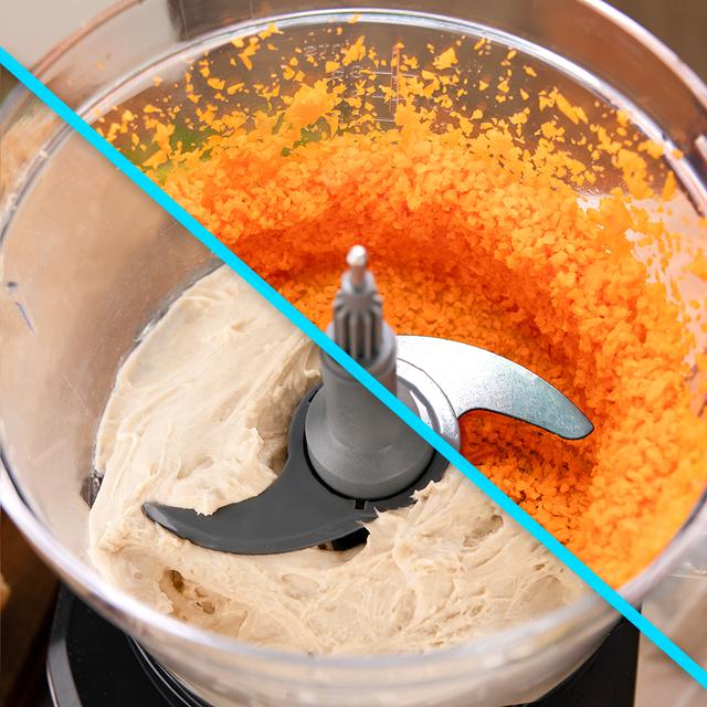 Robot culinaire Comino 1000 Spatula, 1000 W, 2 vitesses, fonction pulse, bol de 2 L. 3 disques de découpe : lame à hacher, lame à pétrir, disque à jus et disque à crémer. Corps en plastique et acier inoxydable.