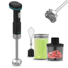 BlendGo Hand Scratchless Batidora de mano con batería, indicadores luminosos, protección avanzada y accesorios para una experiencia de cocina superior.