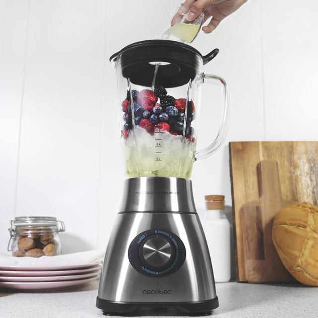 Power Black Titanium 2500MAX Spatula Batidora americana de vaso de 2500W de maxima potencia, con 6 hojas con recubrimiento de titanio negro y jarra termorresistente de 1,8 litros.