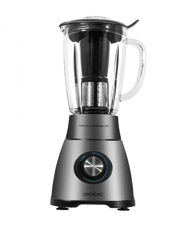 Power Black Titanium 2500MAX Spatula Batidora americana de vaso de 2500W de maxima potencia, con 6 hojas con recubrimiento de titanio negro y jarra termorresistente de 1,8 litros.