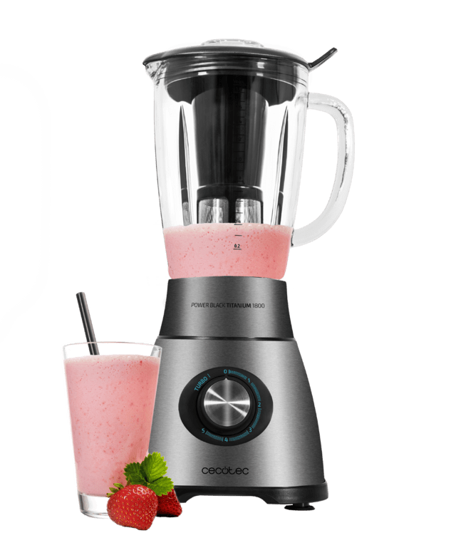 Power Black Titanium 2500MAX Spatula Batidora americana de vaso de 2500W de maxima potencia, con 6 hojas con recubrimiento de titanio negro y jarra termorresistente de 1,8 litros.