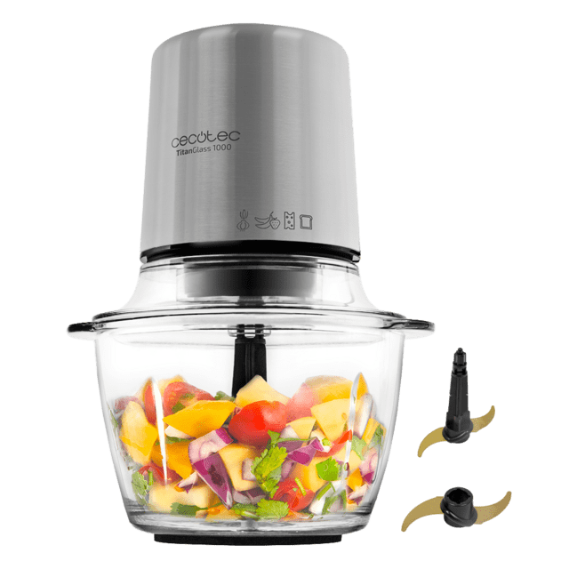TitanGlass 1000 Spatula Tritatutto elettrico compatto con corpo in acciaio e lame con rivestimento in titanio