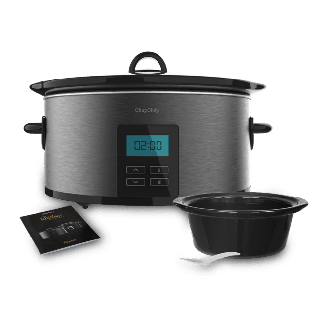 Chupchup Matic Spatula Olla de cocción lenta digital ovalada con 240 W. Pantalla LCD. 5,5 litros de capacidad. Dos niveles de potencia + función mantener caliente. Tapa de cristal. Cubeta cerámica y extraíble.