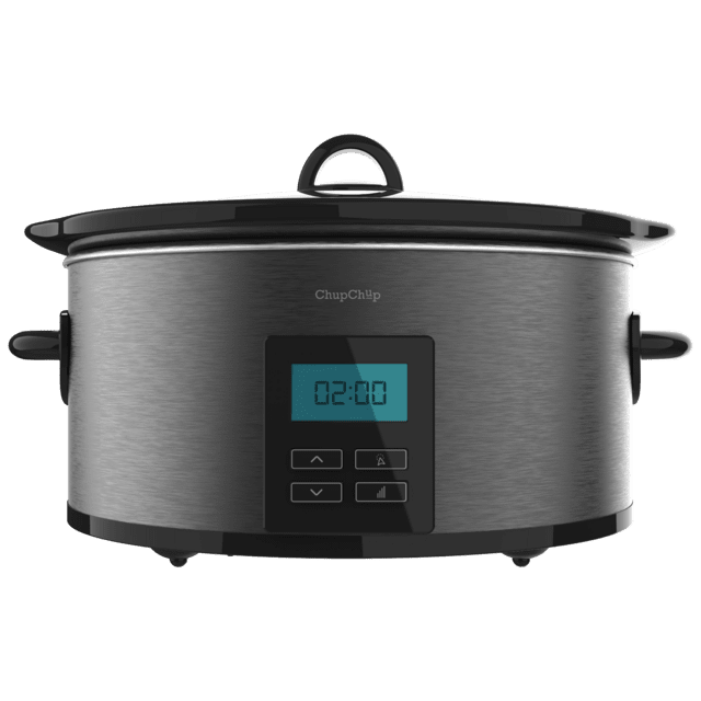 Chupchup Matic Spatula Olla de cocción lenta digital ovalada con 240 W. Pantalla LCD. 5,5 litros de capacidad. Dos niveles de potencia + función mantener caliente. Tapa de cristal. Cubeta cerámica y extraíble.