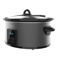 Chupchup Matic Spatula Olla de cocción lenta digital ovalada con 240 W. Pantalla LCD. 5,5 litros de capacidad. Dos niveles de potencia + función mantener caliente. Tapa de cristal. Cubeta cerámica y extraíble.