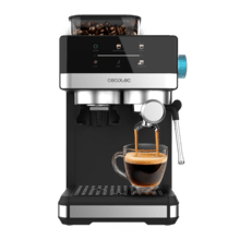 Power Espresso 20 Grind + Cafetera Espresso con 1350W, 20 Bares, Depósito de 1.7L, Molienda Ajustable