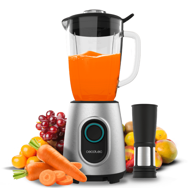 Power Black Titanium 2300MAX Inox Pro Batidora de vaso con acabados en acero inoxidable de 2300 W de máxima potencia, con cuchilla con recubrimiento de titanio negro y 1,8 L de capacidad. Incluye filtro para licuados sin pulpa.