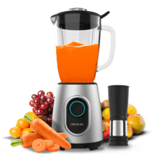 Power Black Titanium 2300MAX Inox Pro Batidora de vaso con acabados en acero inoxidable de 2300 W de máxima potencia, con cuchilla con recubrimiento de titanio negro y 1,8 L de capacidad. Incluye filtro para licuados sin pulpa.