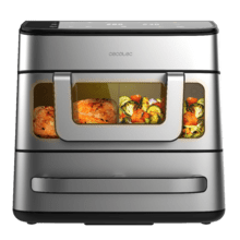 Cecofry FoodCourt 18000 4Pizza + Friteuse à air chaud et four de 18 L avec pierre à pizza, écran couleur et minuterie pour des résultats parfaits.