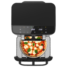 Cecofry FoodCourt 18000 4Pizza + Friteuse à air chaud et four de 18 L avec pierre à pizza, écran couleur et minuterie pour des résultats parfaits.