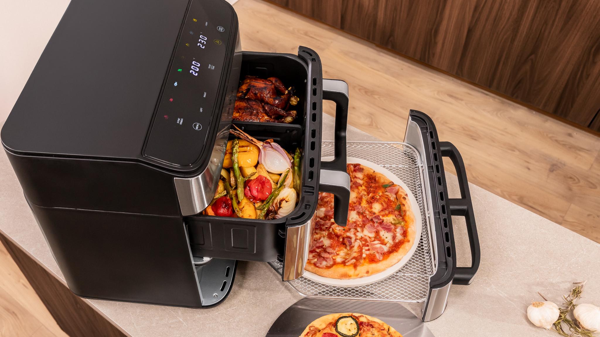 Elige tenerlo todo. Horno de piedra y freidora de aire.