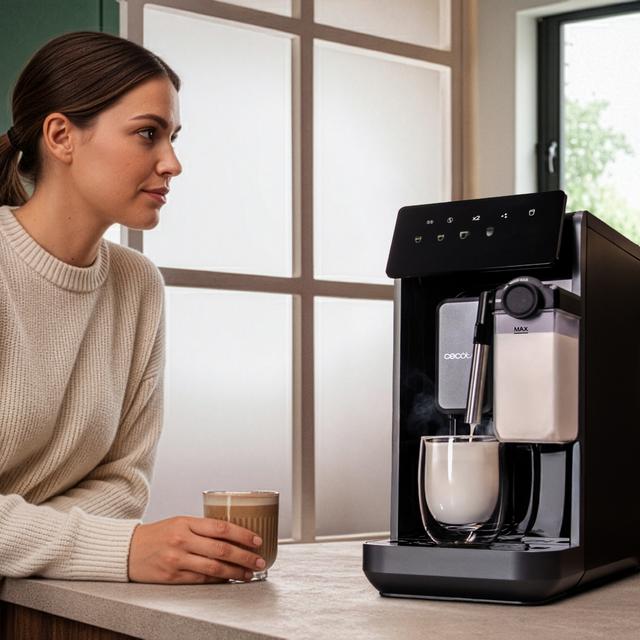 Cremmaet Lungo Latte Art Cafetera superautomática con depósito de leche y unidad de procesado de 20g.