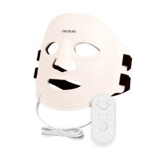 Máscara facial de LED FaceCare LÜM Champagne com 9 cores e funções, infravermelho, 360 pontos de luz e silicone medicinal.