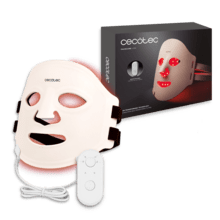 Máscara facial de LED FaceCare LÜM Champagne com 9 cores e funções, infravermelho, 360 pontos de luz e silicone medicinal.