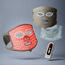 FaceCare LÜM Ice Champagne Mascara LED facial con 9 colores y funcionalidades, infrarrojos, 448 puntos de luz y silicona médica, IceTech, 210 mins de autonomía.