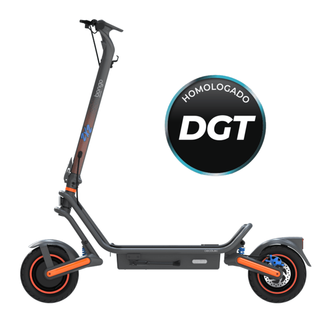 Bongo GS65 2x2 XXL Connected Lightning Patinete eléctrico con base ultrawide, doble suspensión, doble motor, potencia máxima de 1000W y neumáticos de 10" que permite desplazarse cómodamente por cualquier superficie. Con autonomía de hasta 65 km. Cumple con todos los requisitos de la normativa española de circulación. (DGT)