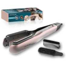 AirLisse 2in1 ForceDry Black Moon Plancha de aire con flujo potente de 19,7 m/s, cabezales imantados, para todo tipo de cabellos, función plasma, motor brushless y 2 velocidades de aire.