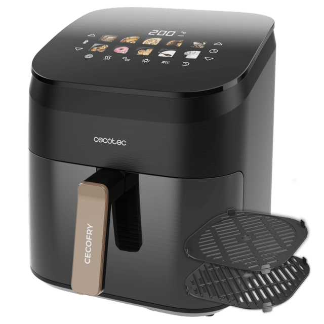 Cecofry&Grill Smokin' 6500 Friteuse à air avec double résistance et fumoir pour un grillage parfait de la viande, capacité de 6,5 litres et puissance de 2200 W pour des plats sains.