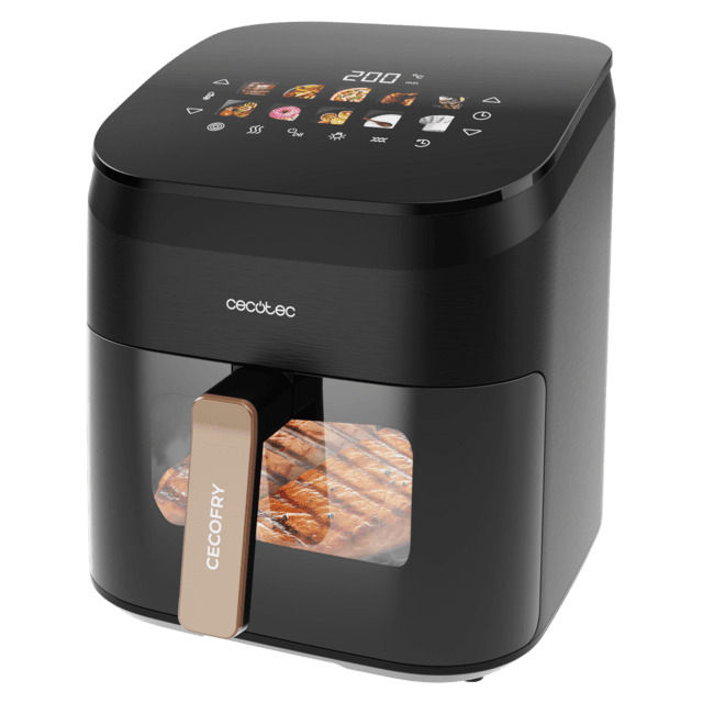 Cecofry&Grill Smokin' 6500 Friteuse à air avec double résistance et fumoir pour un grillage parfait de la viande, capacité de 6,5 litres et puissance de 2200 W pour des plats sains.