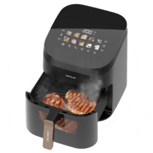 Cecofry&Grill Smokin' 6500 Friteuse à air avec double résistance et fumoir pour un grillage parfait de la viande, capacité de 6,5 litres et puissance de 2200 W pour des plats sains.