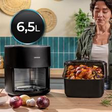 Cecofry&Grill 6500 Friteuse à air avec double élément chauffant pour un brunissement parfait et une saveur grillée sur les viandes, capacité de 6,5 litres et puissance de 2200 W pour des plats sains.