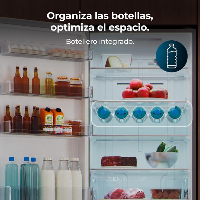 Bolero CoolMarket Combi 456 Black Glass E Frigorífico Combi Cristal Negro, MAX INSIDE con VIP tech, Cool Matrix, Cajón Variable 6 temperaturas con control de humedad, Total No Frost, Compresor Inverter Plus, Multi AirFlow, 456 L, 201x59,5cm Funciones Fast Cooling y Fast Freezing, Modo Smart, Green HUB XL, Display Exterior, Puertas Reversibles, Botellero, Bandejas Cristal y Clase E
