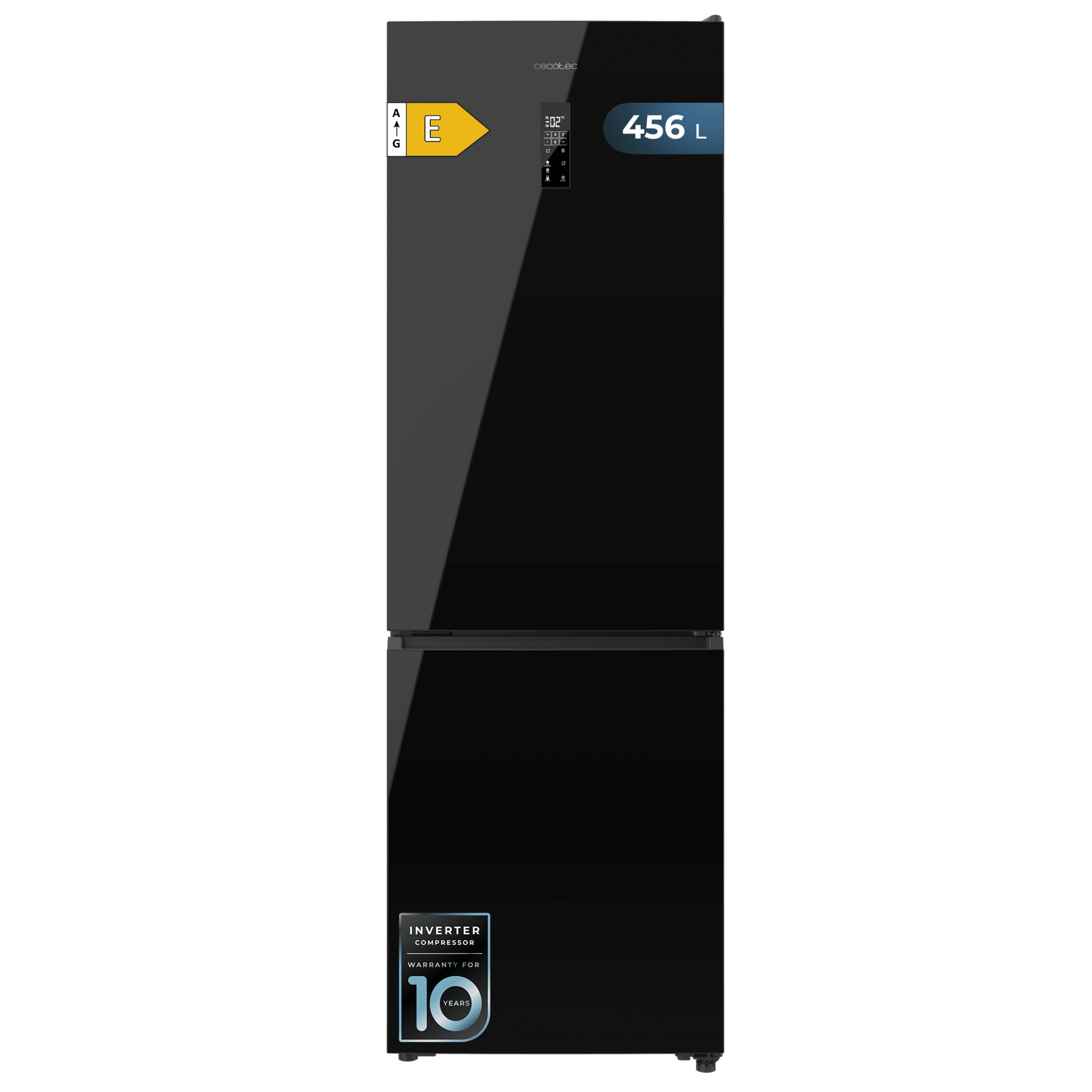 Bolero CoolMarket Combi 456 Black Glass E Frigorífico Combi Cristal Negro, MAX INSIDE con VIP tech, Cool Matrix, Cajón Variable 6 temperaturas con control de humedad, Total No Frost, Compresor Inverter Plus, Multi AirFlow, 456 L, 201x59,5cm Funciones Fast Cooling y Fast Freezing, Modo Smart, Green HUB XL, Display Exterior, Puertas Reversibles, Botellero, Bandejas Cristal y Clase E