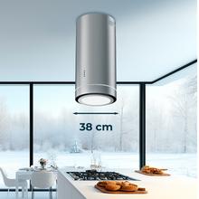 Bolero Flux IRE 388000 Inox A++ Hotte îlot ronde Bolero Flux IRE 388000 Inox A++, diamètre de 38 cm, finition inox, aspiration 712 m3/h, moteur de 210 W, classe A++, contrôle électronique, 3 niveaux de puissance, panneau LED, filtre à charbon et fonction Booster.