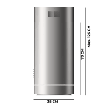 Bolero Flux IRE 388000 Inox A++ Hotte îlot ronde Bolero Flux IRE 388000 Inox A++, diamètre de 38 cm, finition inox, aspiration 712 m3/h, moteur de 210 W, classe A++, contrôle électronique, 3 niveaux de puissance, panneau LED, filtre à charbon et fonction Booster.
