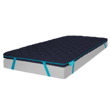 Surmatelas Flow TopDeluxe 90x190 Surmatelas 100 % viscoélastique de 7 cm de hauteur avec rembourrage, quatre bandes élastiques antidérapantes pour une meilleure fixation et une housse amovible avec fermeture éclair.