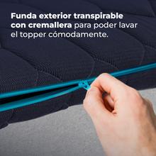 Topper Flow TopDeluxe 150x200 Flow TopSerenity Topper aus 100% Viskoelastik, 7 cm hoch, mit vier rutschfesten elastischen Bändern für besseren Halt und abnehmbarem Außenbezug mit Reißverschluss.