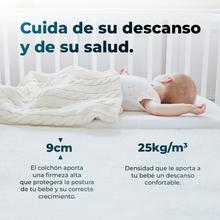 Flow BabyDream Colchón para cuna de bebé de 9 cm de altura, espuma de 25 kg/m3, funda extraíble con cremallera lavable y certificación Oeko-Tex®. Fabricado en España.