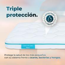 Matelas pour berceau Flow BabyDream Soft de 12 cm de haut, rembourré de mousse 25 kg/m3, déhoussable avec fermeture éclair lavable et certification Oeko-Tex®. Fabriqué en Espagne.