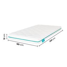 Matelas pour berceau Flow BabyDream Soft de 12 cm de haut, rembourré de mousse 25 kg/m3, déhoussable avec fermeture éclair lavable et certification Oeko-Tex®. Fabriqué en Espagne.