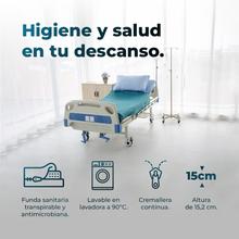 Flow 1500 HealthConfort 90x190 Colchón sanitario con núcleo de espuma HR y capa viscoelástica. 15 cm de altura. Funda sanitaria impermeable y lavable 90º. Transpirable. Barrera antimicrobiana. Baja inflamabilidad. Articulado. Máximo peso del usuario 140 Kg.