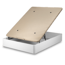 Flow ExtraSpace Blanco Premium Canapé súper reforzado de madera de gran capacidad , abatible, con esquinas redondeadas y tapa transpirable con 3D + 4 válvulas de aireación