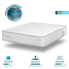 Flow Heritage Sophie Colchón viscoelástico EchoFlex 40: cuenta con espuma exclusiva de densidad 40kg/m3 que reparte la presión como la viscoelástica pero sin efecto memoria.