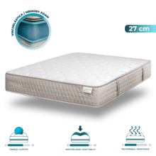 Flow Heritage Cloé Colchón multicapa de 28 cm de altura con 5 cm de viscoelástica de 60 kg de densidad